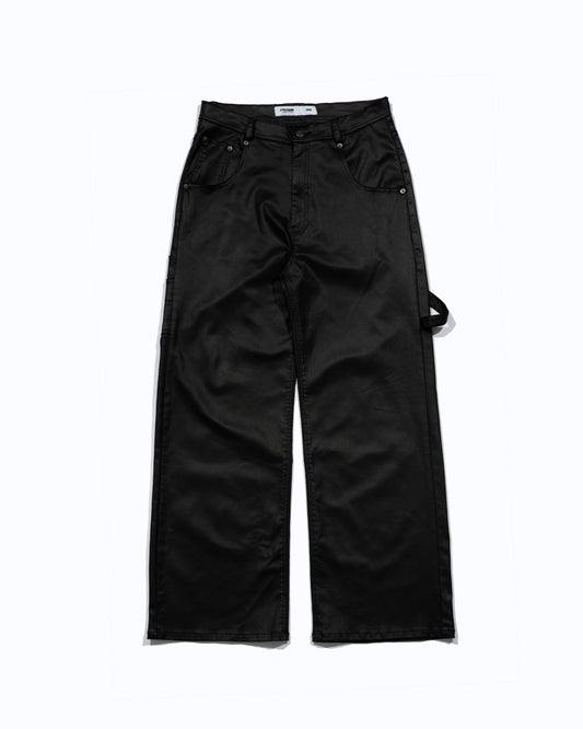 SSMA COATED WIDE LEG JEANS - BLACK